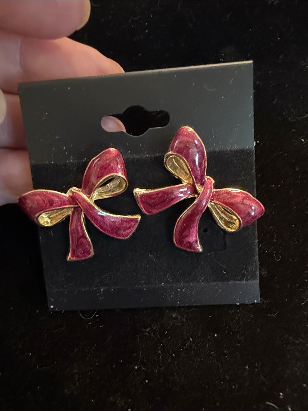 Gold-Tone Pink Bow Stud Earrings - Women Jewelry